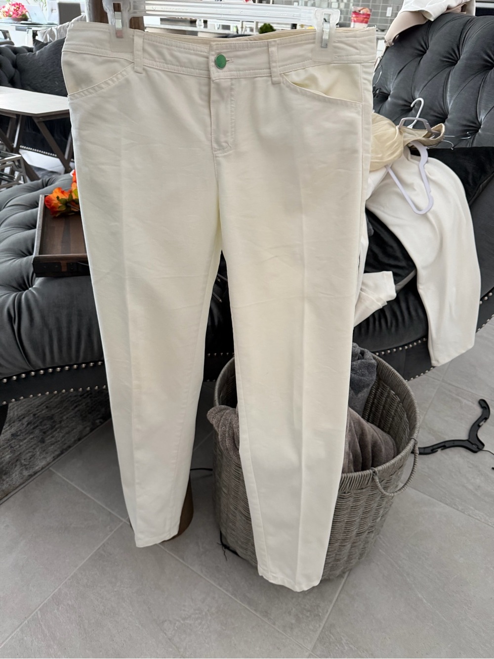 Cream Straight-Leg Pants